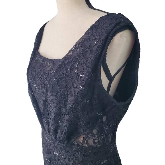 Maria Bonita Black Lace Sequin Party Dress - Size L - Picture 5 of 9